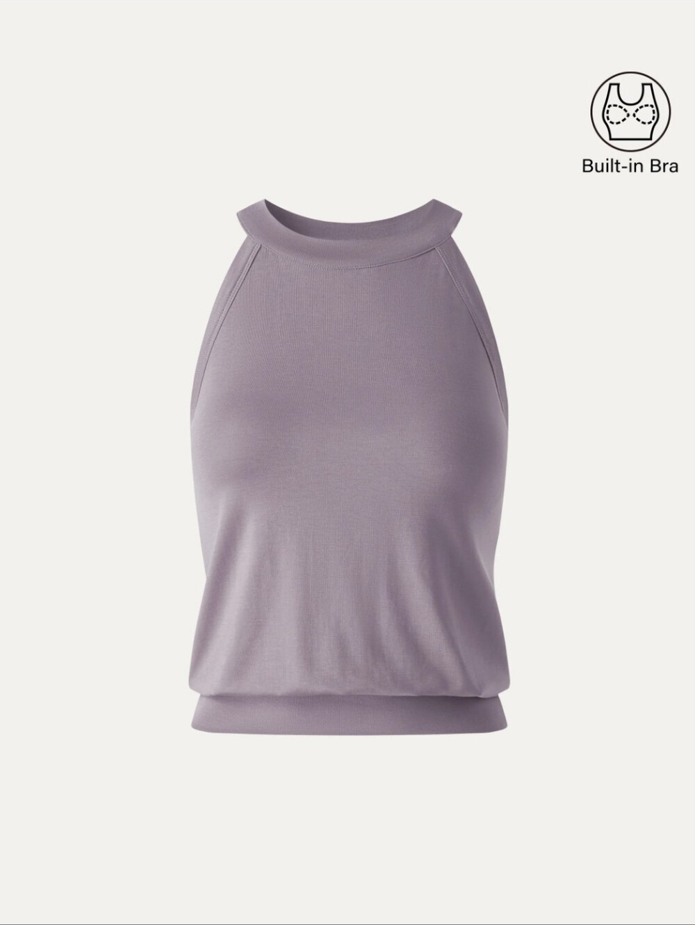 OGL Halter Neck Banded Hem Bra Tank Purple Fog L NWT